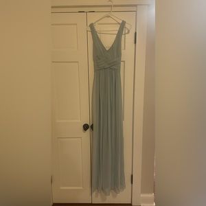 Size 10 dusty blue gray chiffon formal gown. Worn once.